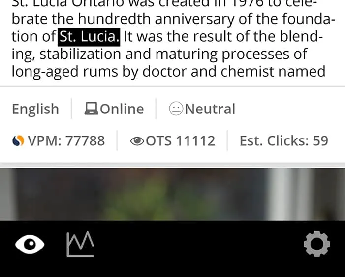 The app’s menu at the bottom of the screen