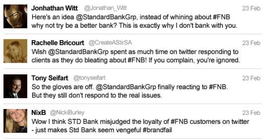 against bank on twitter